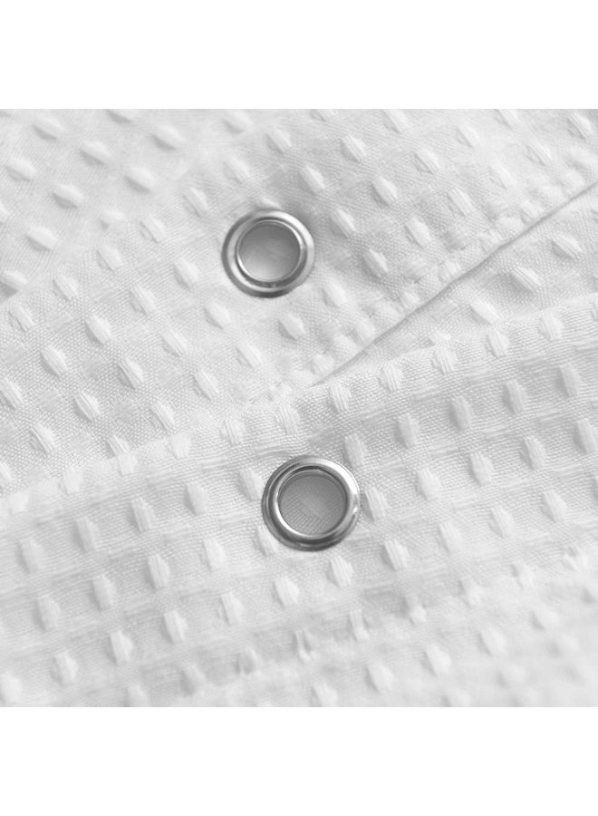 Stall Shower Curtain Fabric , Waffle Weave Half Size Small Shower Curtain, Hotel Luxury Spa,  Heavy Duty, Water Repellent, White  Pattern Decorative Bathroom Curtain ﻿ - Image 3